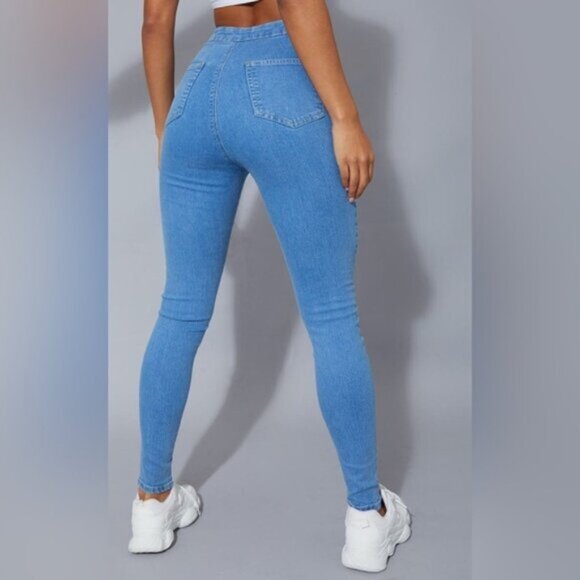 PrettyLittleThing Women's Light Wash Disco Skinny Jeans, Size 10 - Picture 2 of 10